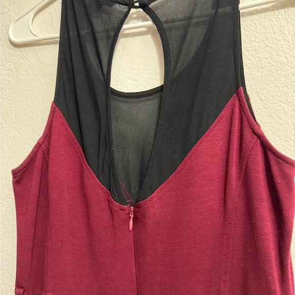 DOUBLE ZERO | Women’s BURGUNDY Mini Dress with Black Mesh | Size Small - Picture 7 of 10